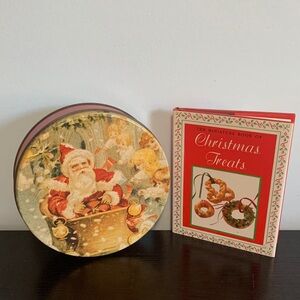 Round Decorated Tin and Mini Cookbook